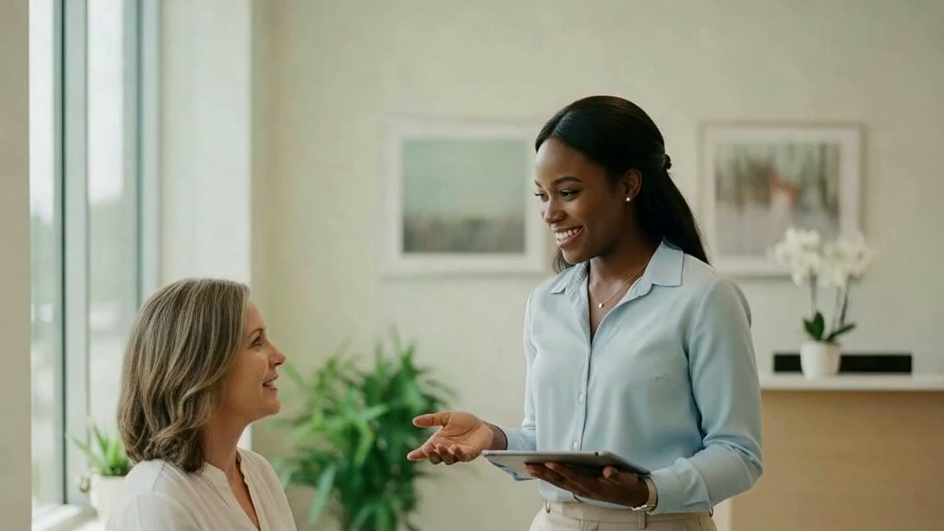 A medical assistant with a patient